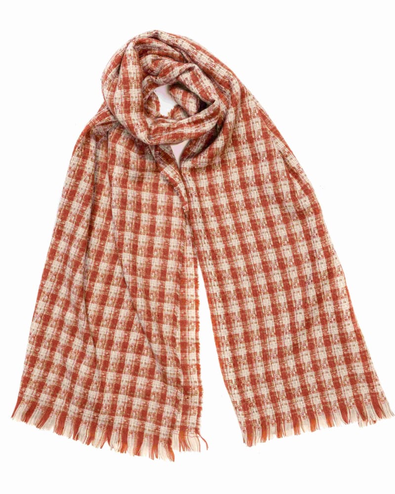 Front of a size One Size Soft Tweed Scarves Red in RED by Cocoboo. | dia_product_style_image_id:310535